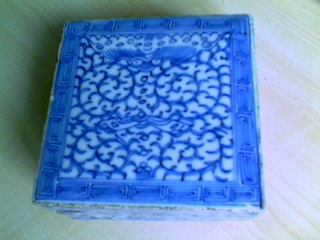 blue and white ink box