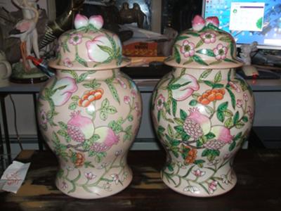 Pair Chinese Temple Jars Pair Chinese Temple Jars